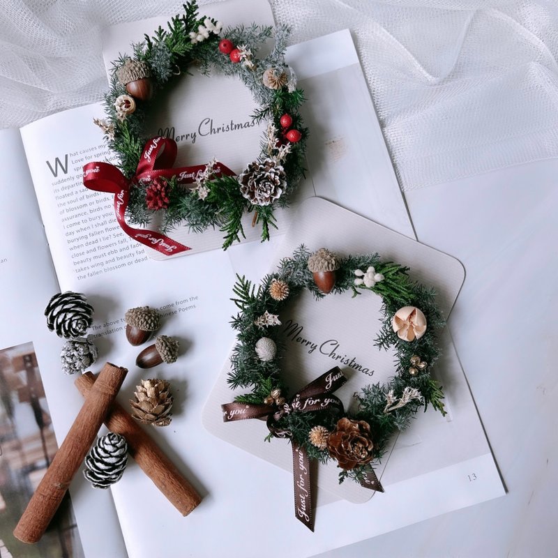 圣诞花圈小卡片礼盒 永生花圈 圣诞礼盒 定制化礼物 - 卡片/明信片 - 植物．花 
