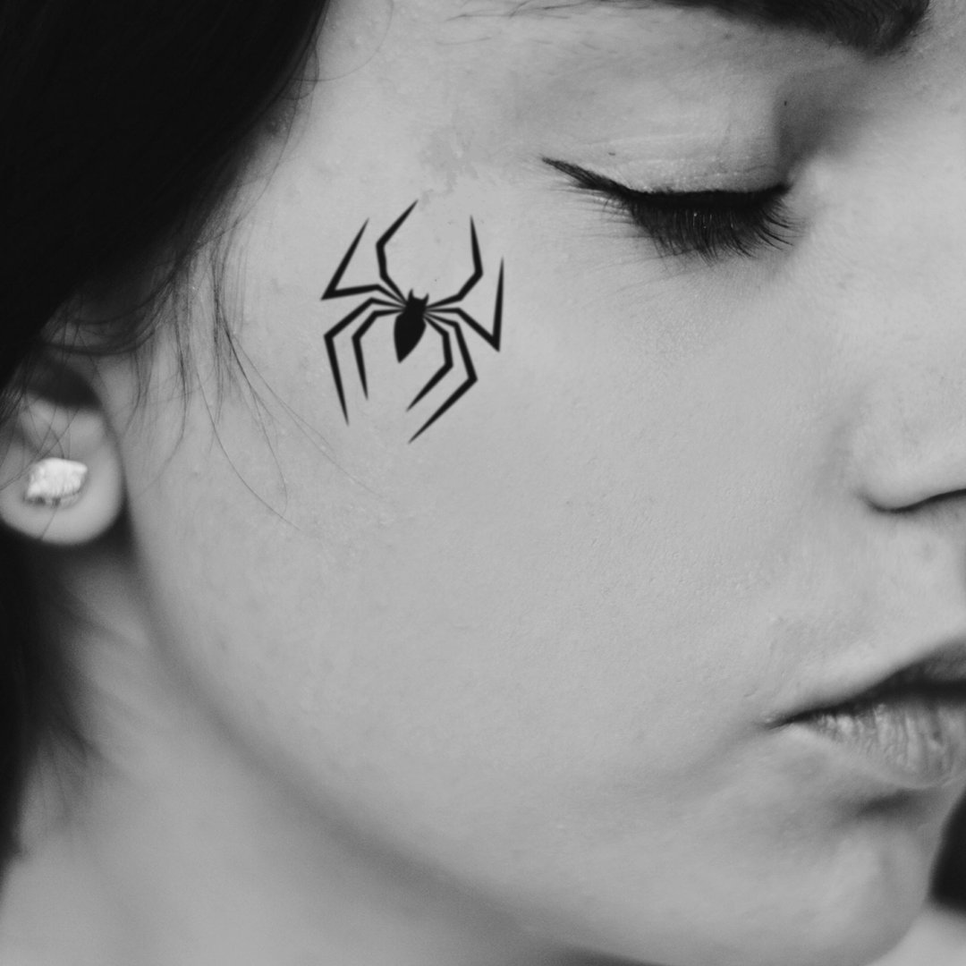 OhMyTat 简单蜘蛛 Simple Spider 刺青图案纹身贴纸 (4 张) - 纹身贴 - 纸 黑色