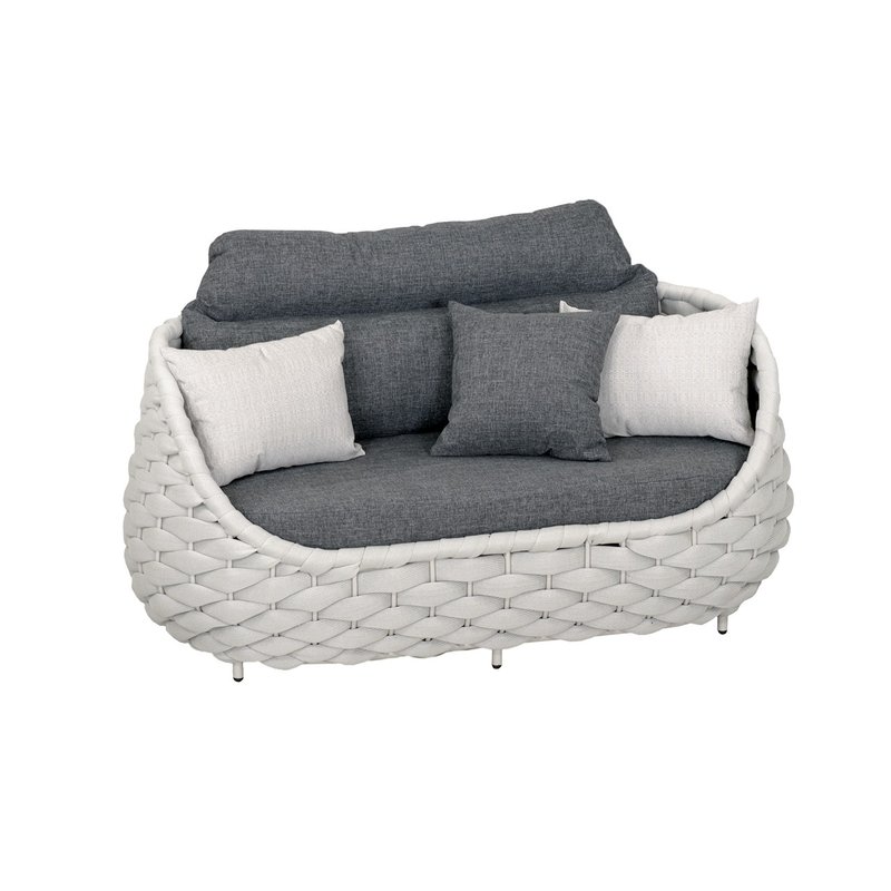 纽曼 双人沙发 特斯林织带手工编织 圆润造型 耐磨耐候 百搭空间 - 椅子/沙发 - 聚酯纤维 灰色