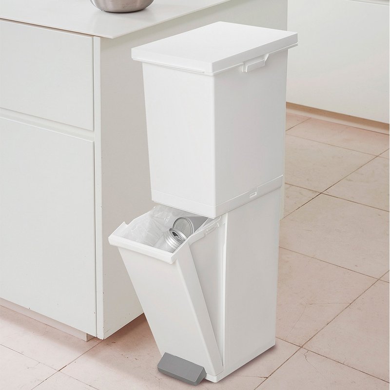 日本TONBO NEO系列踩踏式双层分类垃圾桶36L - 垃圾桶 - 塑料 白色