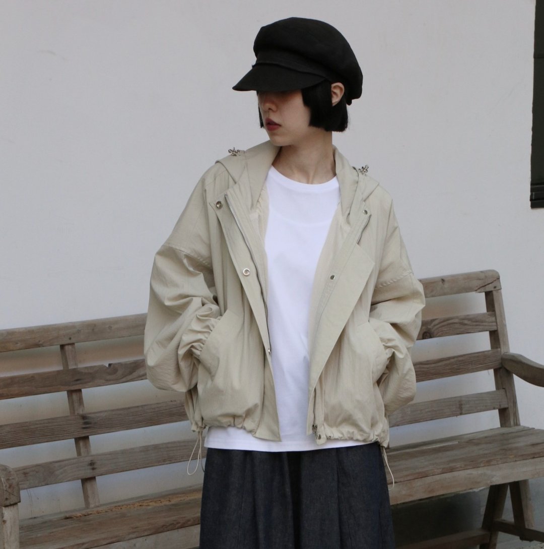 质感百搭 抗UV内衬机能短款防风外套 短大衣 米色 260404-1 - 女装休闲/机能外套 - 聚酯纤维 卡其色