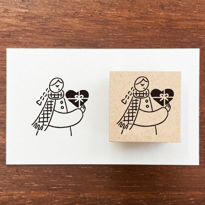 玛尔酱 插画印章 情人节A 2月 橡胶印章 女孩 日本制 a-100 - 印章/印台 - 木头 