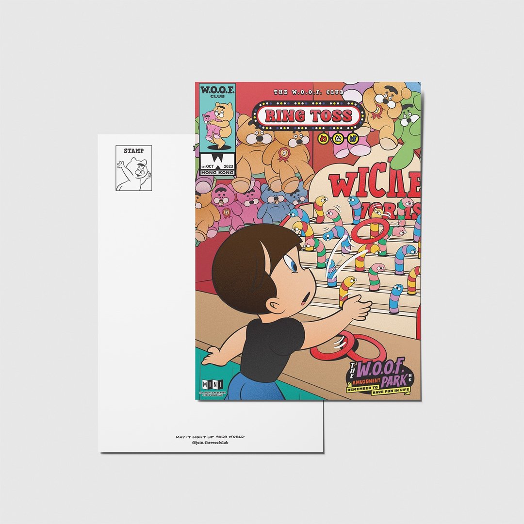 W.O.O.F. Park 系列明信片 - 套圈圈 - 卡片/明信片 - 纸 多色