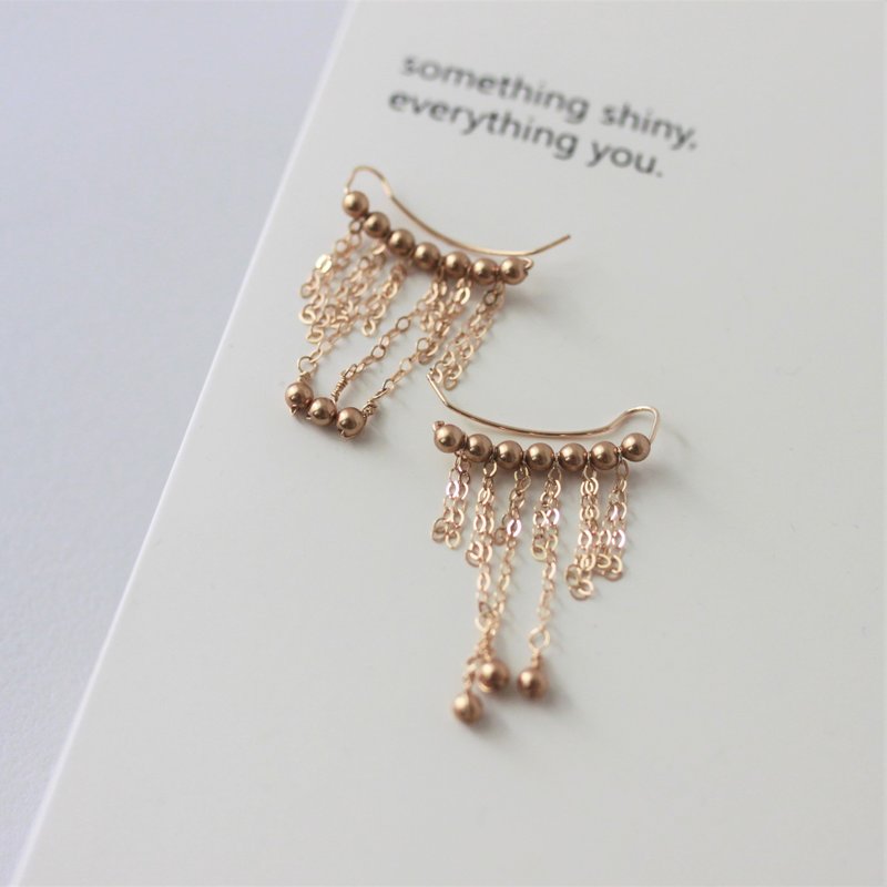 波动- 复古金长链款耳环 耳针耳夹共用(一对价) - 耳环/耳夹 - 其他金属 金色