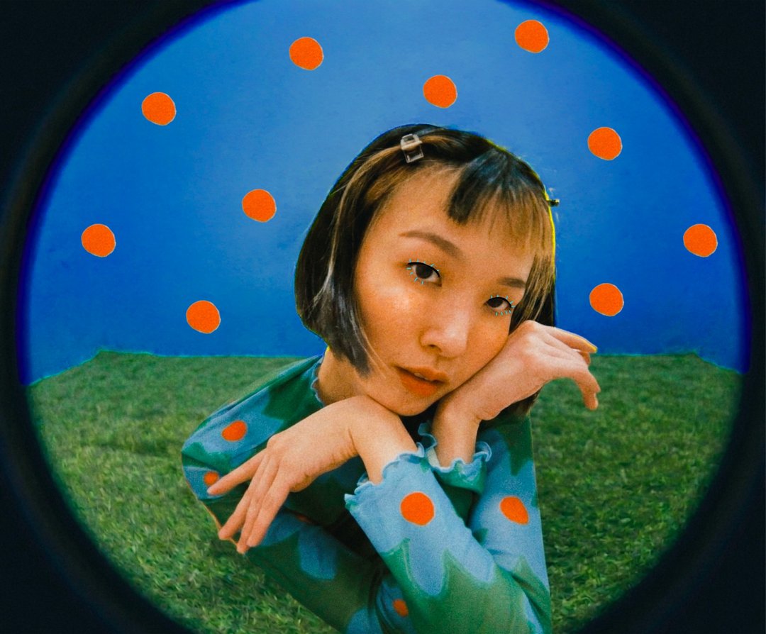 卷卷边空气纱长袖上衣 绿 - 女装上衣 - 聚酯纤维 绿色