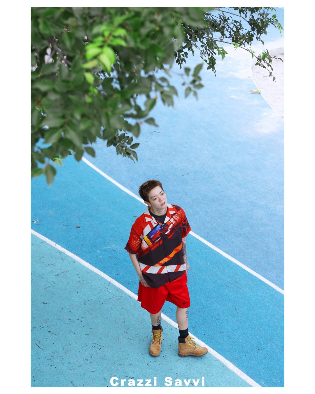 清爽活力街头风人造丝短袖夏威夷衬衫【红色出口】 - 男装衬衫 - 其他人造纤维 红色
