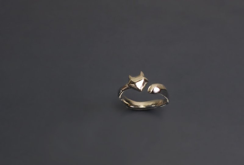 动物系列-小狐狸切面925银戒 - 戒指 - 纯银 金色