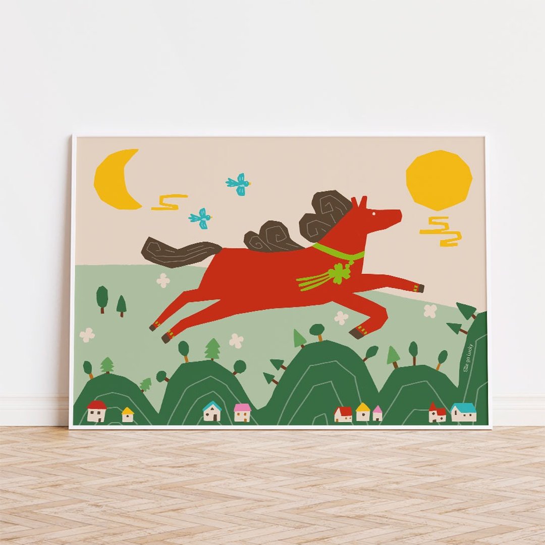 艺术印刷品/红马/插画海报 A3,A2 - 海报/装饰画/版画 - 纸 红色