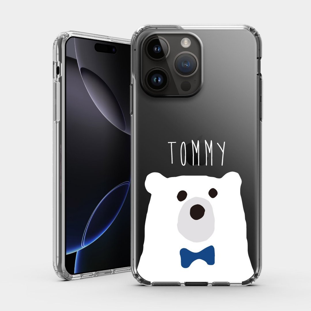 可定制化文字 大头白熊 IPHONE i16 i15 i14 i13 i12手机壳 PS166 - 手机壳/手机套 - 塑料 白色