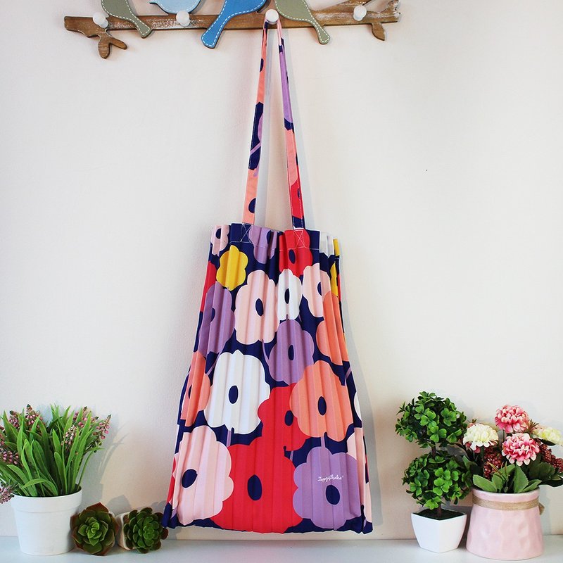 花款拼色百摺袋,百摺,摺疊包 - 手提包/手提袋 - 聚酯纤维 