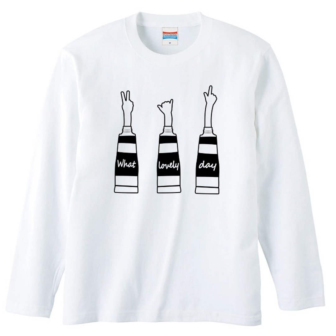 Long Sleeve T-shirt / What a lovely day - 男装上衣/T 恤 - 棉 白色
