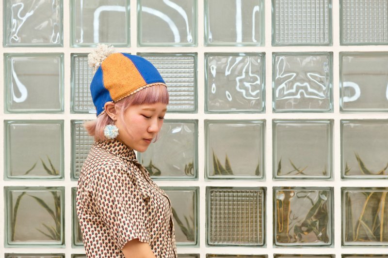 buruburu_特别款拼色玩味毛球帽子【布料用完了 要联系店长订制】 - 帽子 - 棉．麻 多色