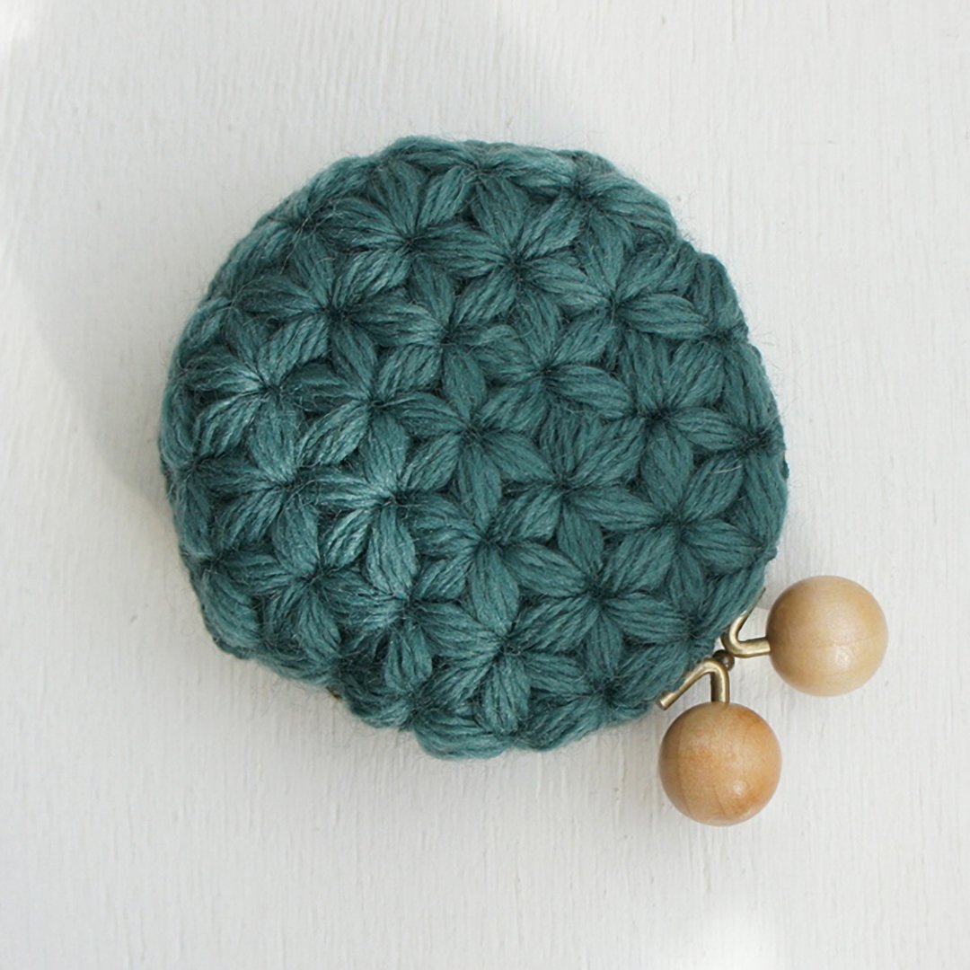Ba-ba handmade Jasmine Stitch crochet coinpurse No.C1206 - 化妆包/杂物包 - 其他材质 绿色