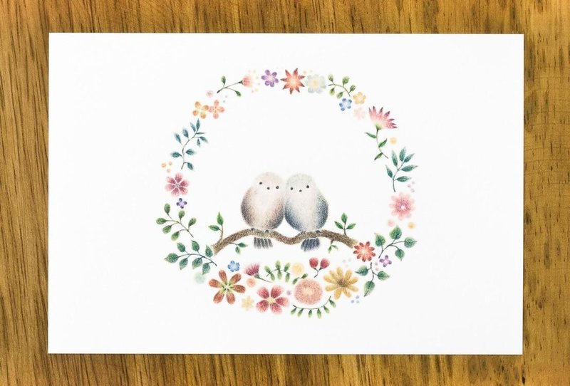 Such as a picture book. Post Card "flower of the wheel and the two birds of Birds" (set of 2) PC-33 - 卡片/明信片 - 纸 红色