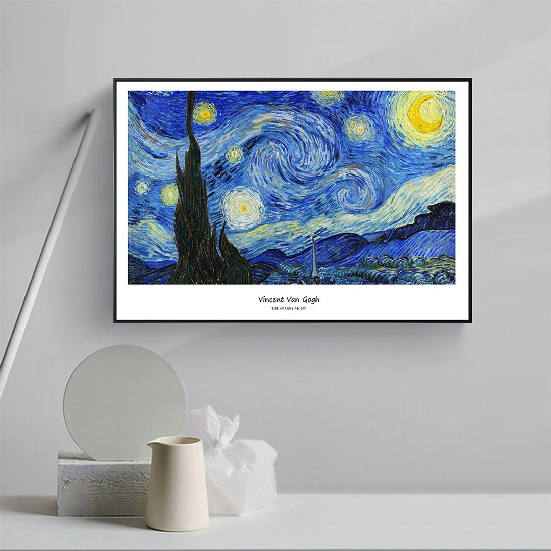 梵谷·星夜-横式_挂画_名画系列_台湾制造 两个工作天快速出货 - 海报/装饰画/版画 - 棉 蓝色
