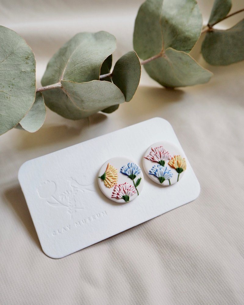 康乃馨软陶耳钉 - 耳环/耳夹 - 其他材质 