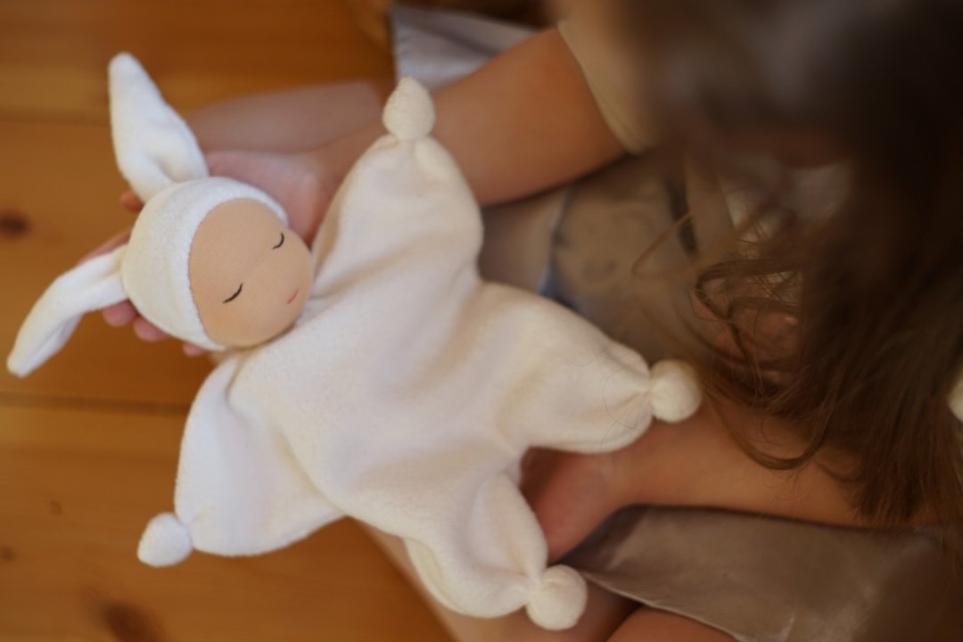 Waldorf bunny doll Baby christmas gift - 玩具/玩偶 - 羊毛 白色