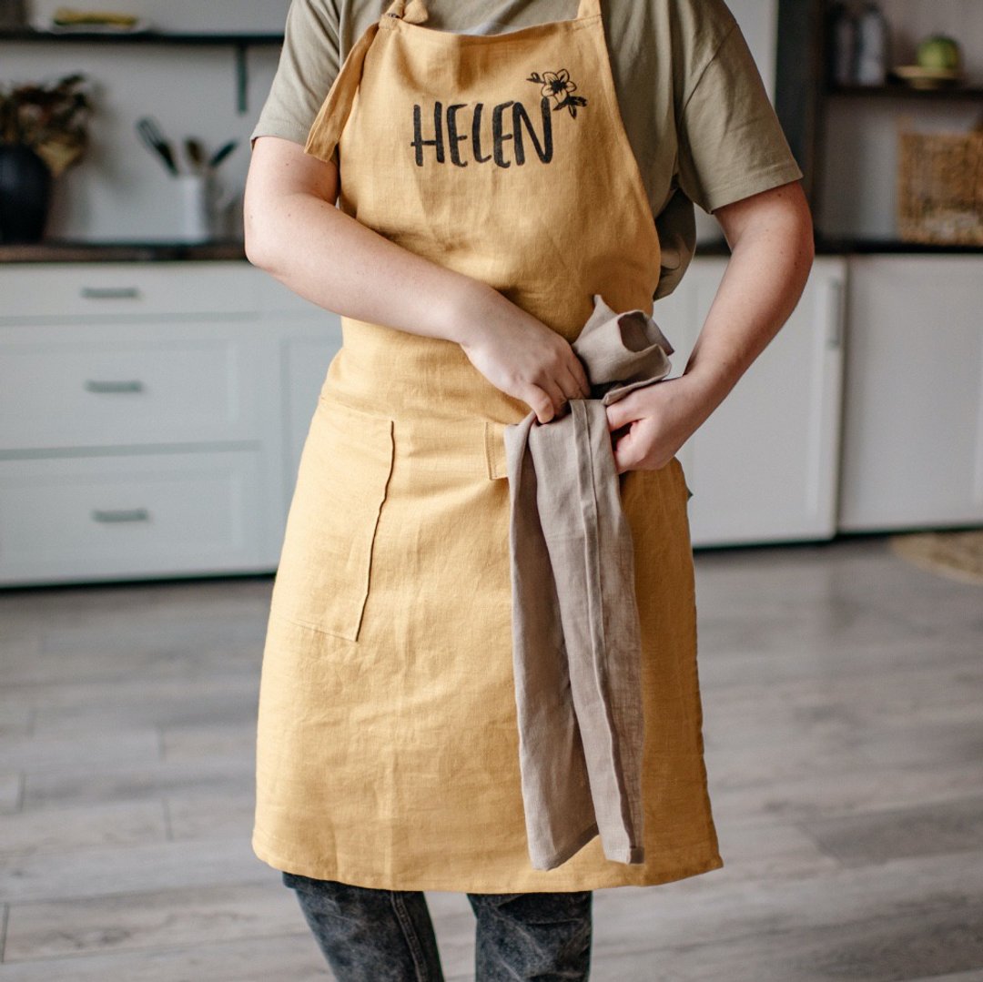 Apron for woman - 100% Linen - Handmade - Free shipping - 围裙 - 环保材料 多色