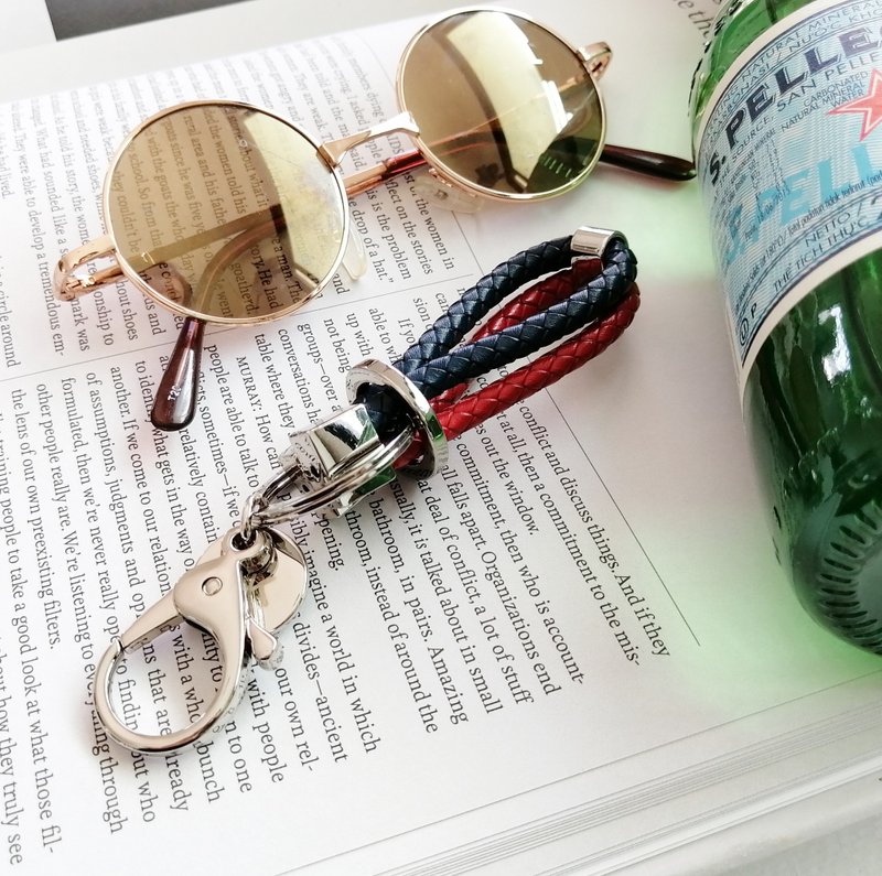 Leather keychains car keychains (Red-Navy) model Urban London - 钥匙链/钥匙包 - 真皮 红色