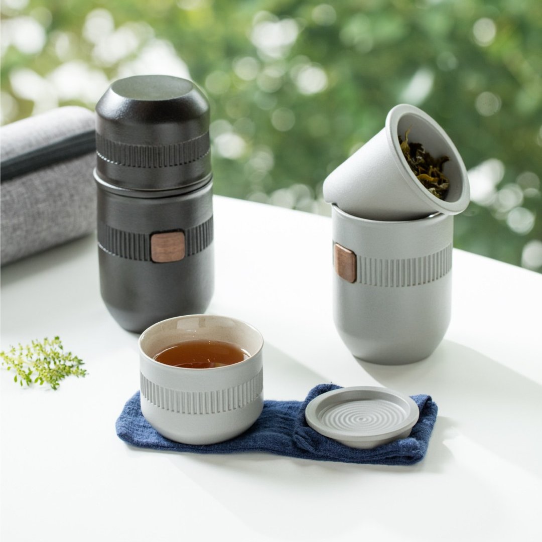 【礼物首选】陆宝 合意乐享杯 旅行茶具 - 茶具/茶杯 - 陶 黑色