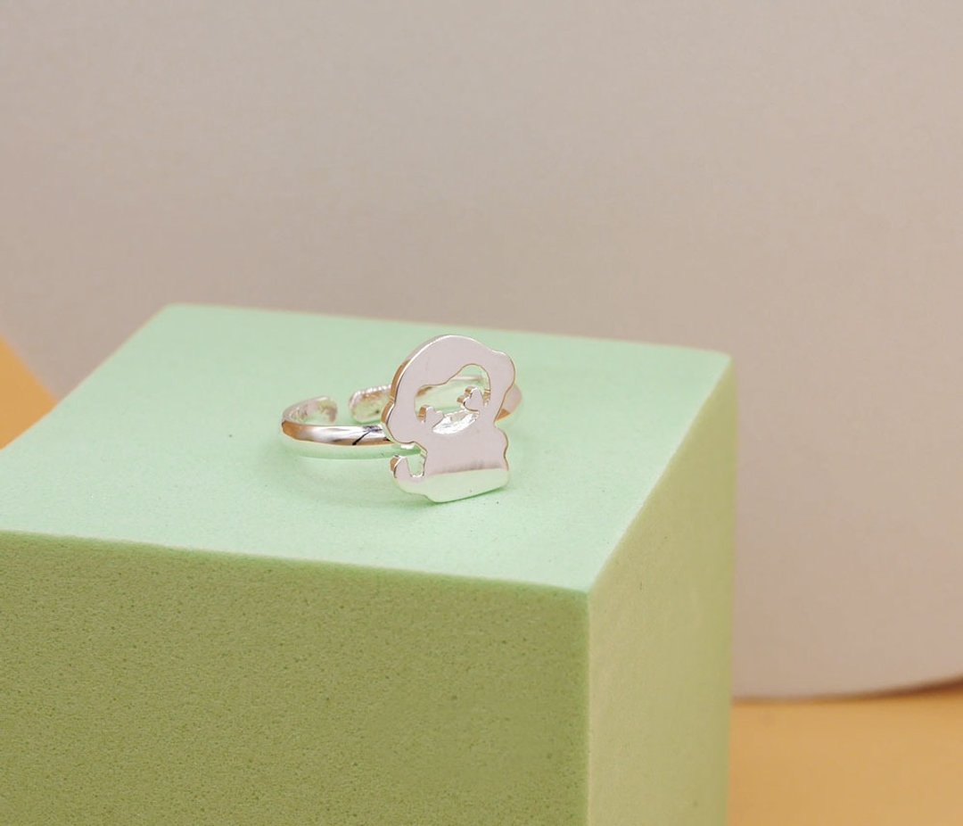 Handmade Little Monkey Ring - silver plated on brass Little Me by CASO jewelry - 戒指 - 其他金属 银色