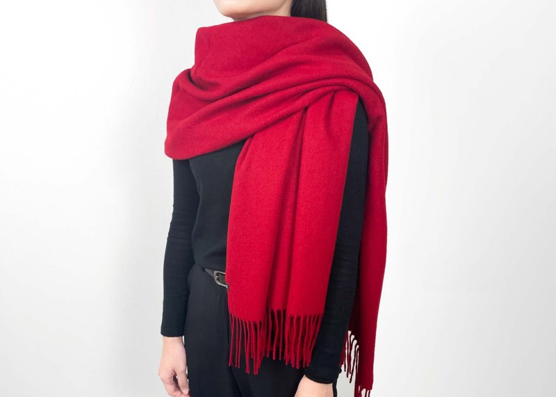 100%羊毛围巾/宽围巾/ 大披肩 / 长围巾/秋冬保暖 红色款 - 围巾/披肩 - 羊毛 红色