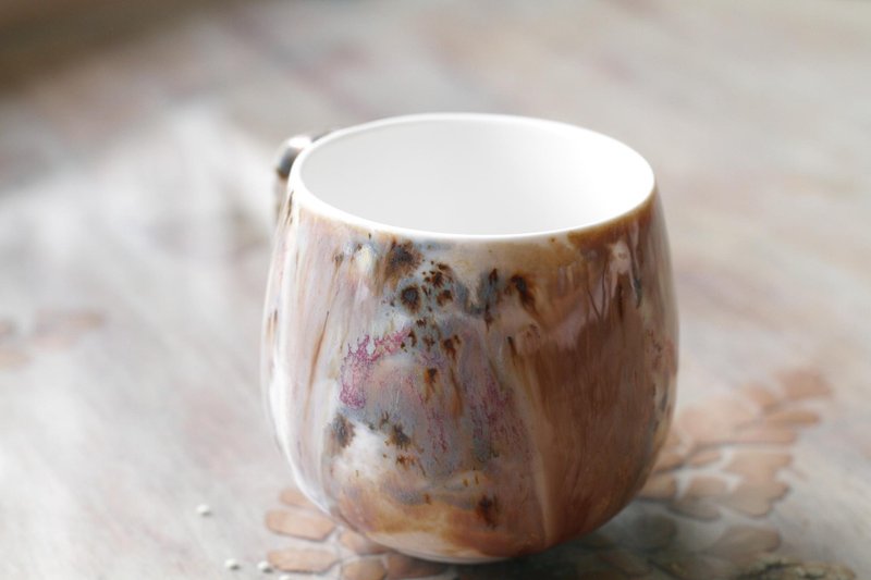 手工上釉油画风瓷杯/马克杯1 - 咖啡杯/马克杯 - 陶 粉红色