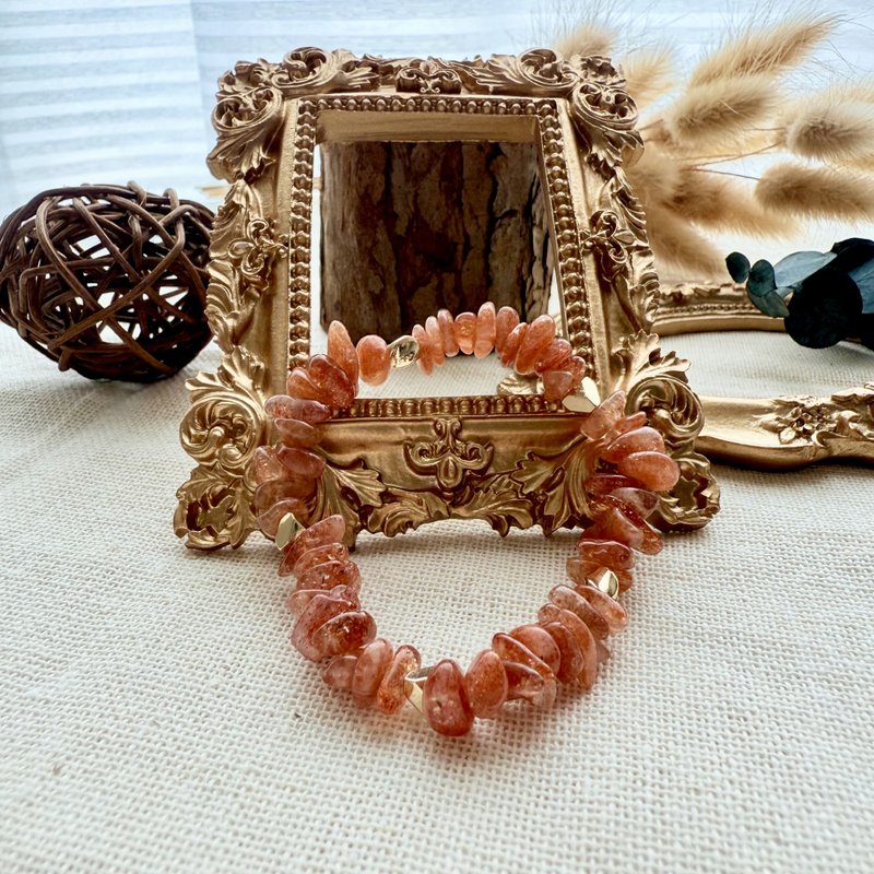 索兰缇亚炽光手链・随型金太阳晶原矿切片设计 - 手链/手环 - 水晶 橘色