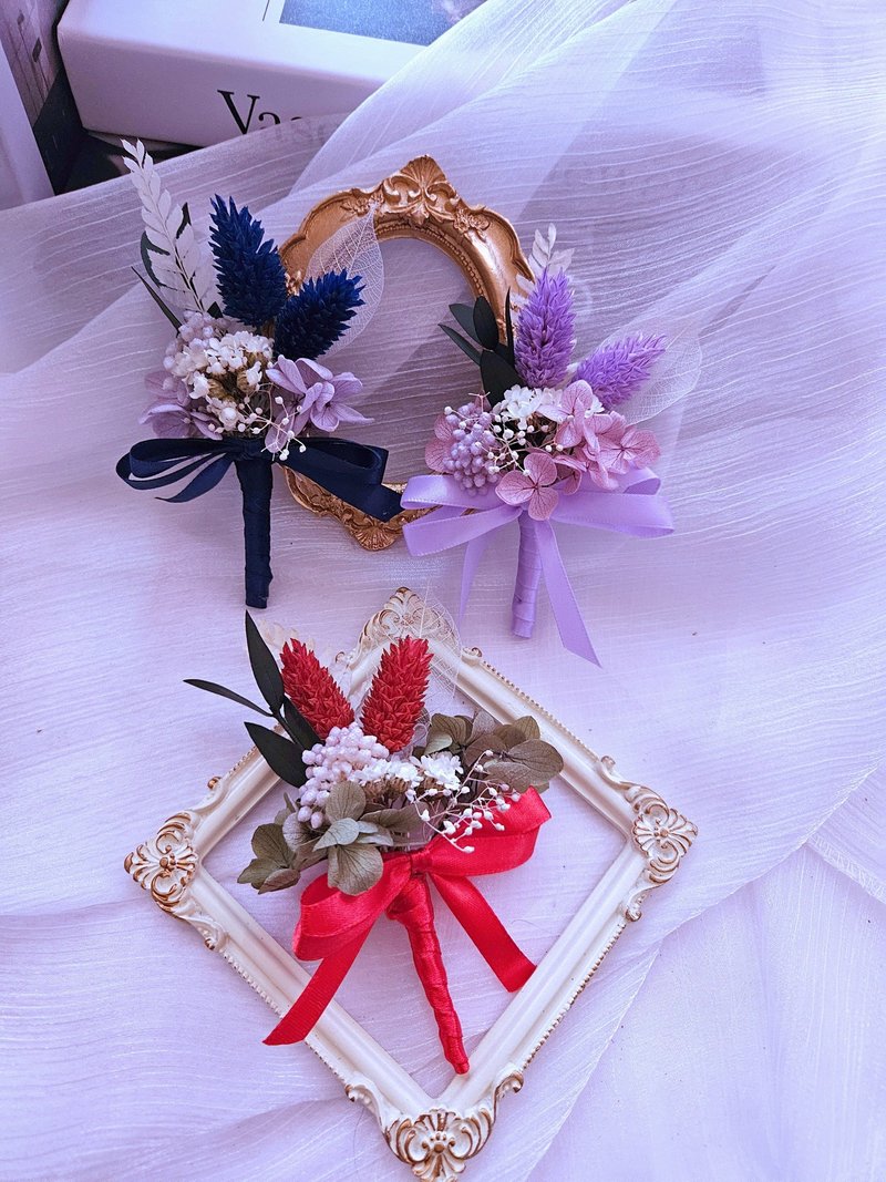 加那利干燥花婚礼胸花 - 干燥花/捧花 - 植物．花 红色