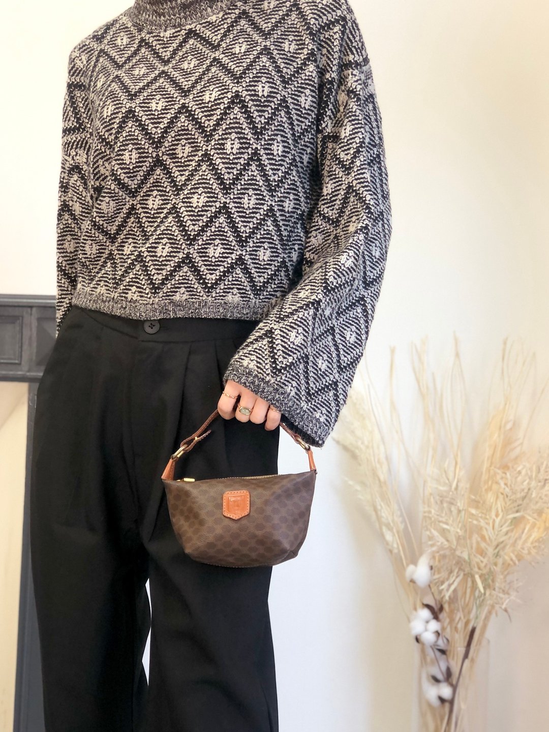 【 日本直送 名牌中古包 】CELINE  સેલિન マカダム 手提包 棕色 经典标志压印 PVC 皮革 迷你包 vintage 2t2tek - 手提包/手提袋 - 防水材质 咖啡色