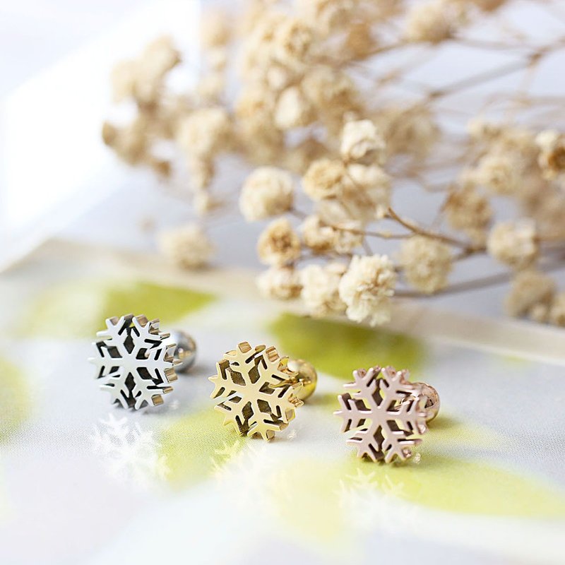 圣诞礼物 I 雪花耳环  绝版商品 售完不补货  抗过敏 - 耳环/耳夹 - 不锈钢 银色