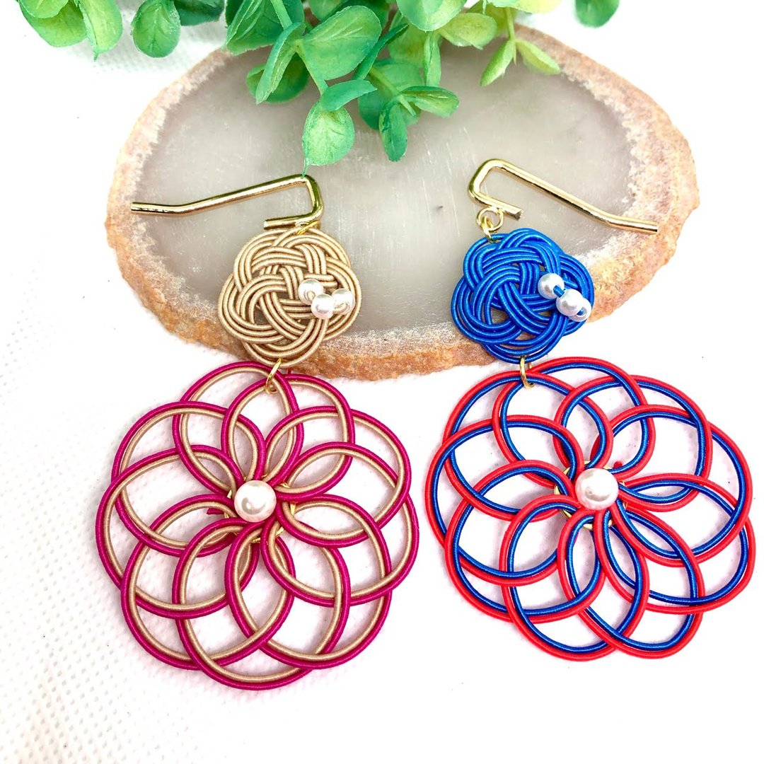 [Japanese tradition] mizuhiki Flower motif pony hook Mizuhiki that connects the edges - 发饰 - 纸 卡其色