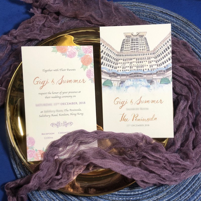 HeyHeyCard 喜喜订制 香港设计 独特手绘水彩喜帖 / 结婚请帖 - 喜帖 - 纸 白色