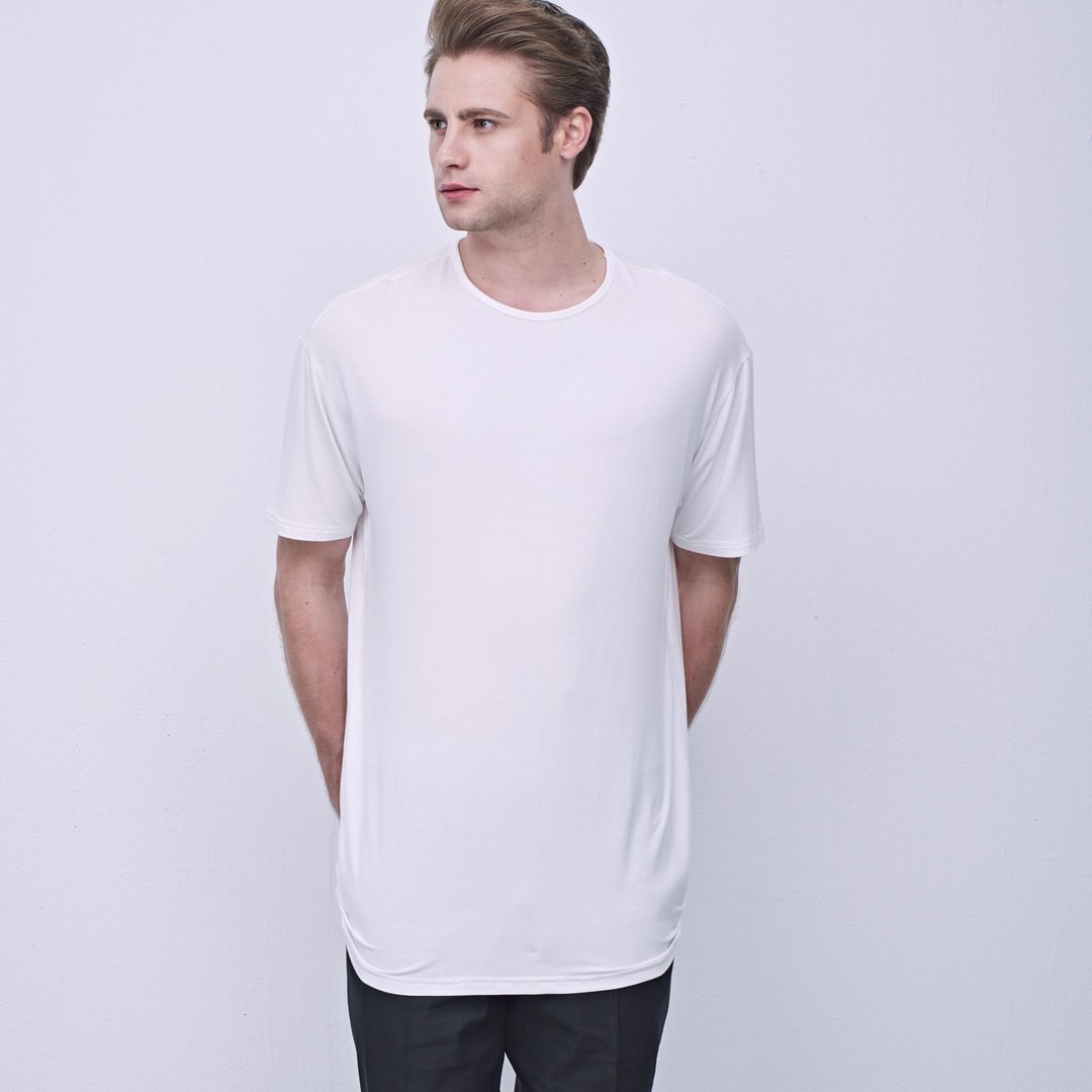 Stone@S Basic T-shirt (LONG) In White / 加长 长版 白 Tee T-shirt - 男装上衣/T 恤 - 棉．麻 白色