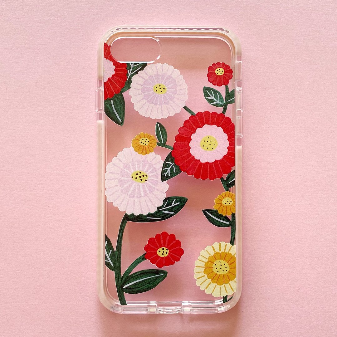 Clear iPhone Case // Flower Garden - 手机壳/手机套 - 塑料 粉红色