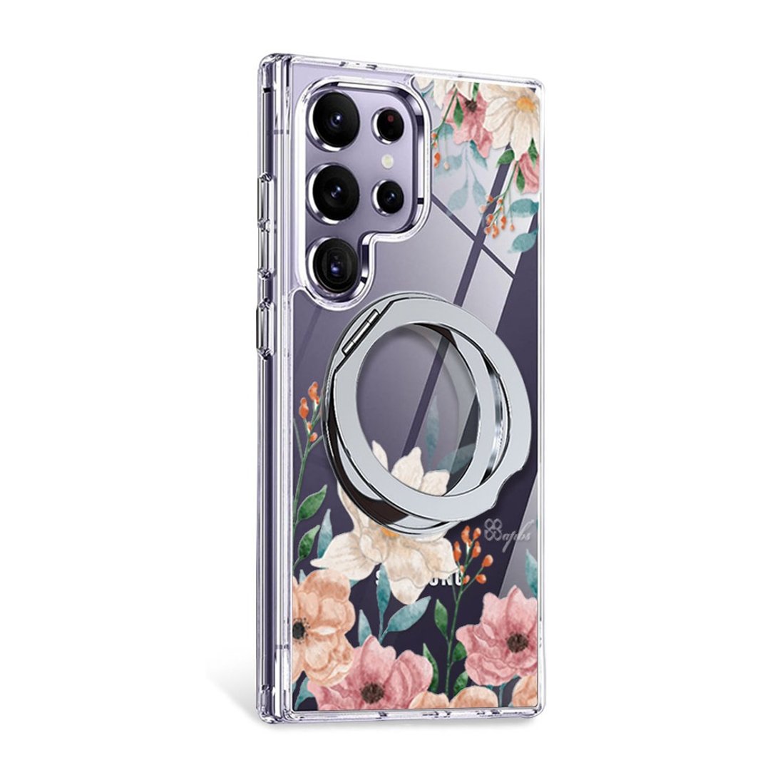 Samsung S26/S25/S24/A56 军规 360 旋转磁吸立架手机壳 - 栀子花开 - 手机壳/手机套 - 其他材质 多色