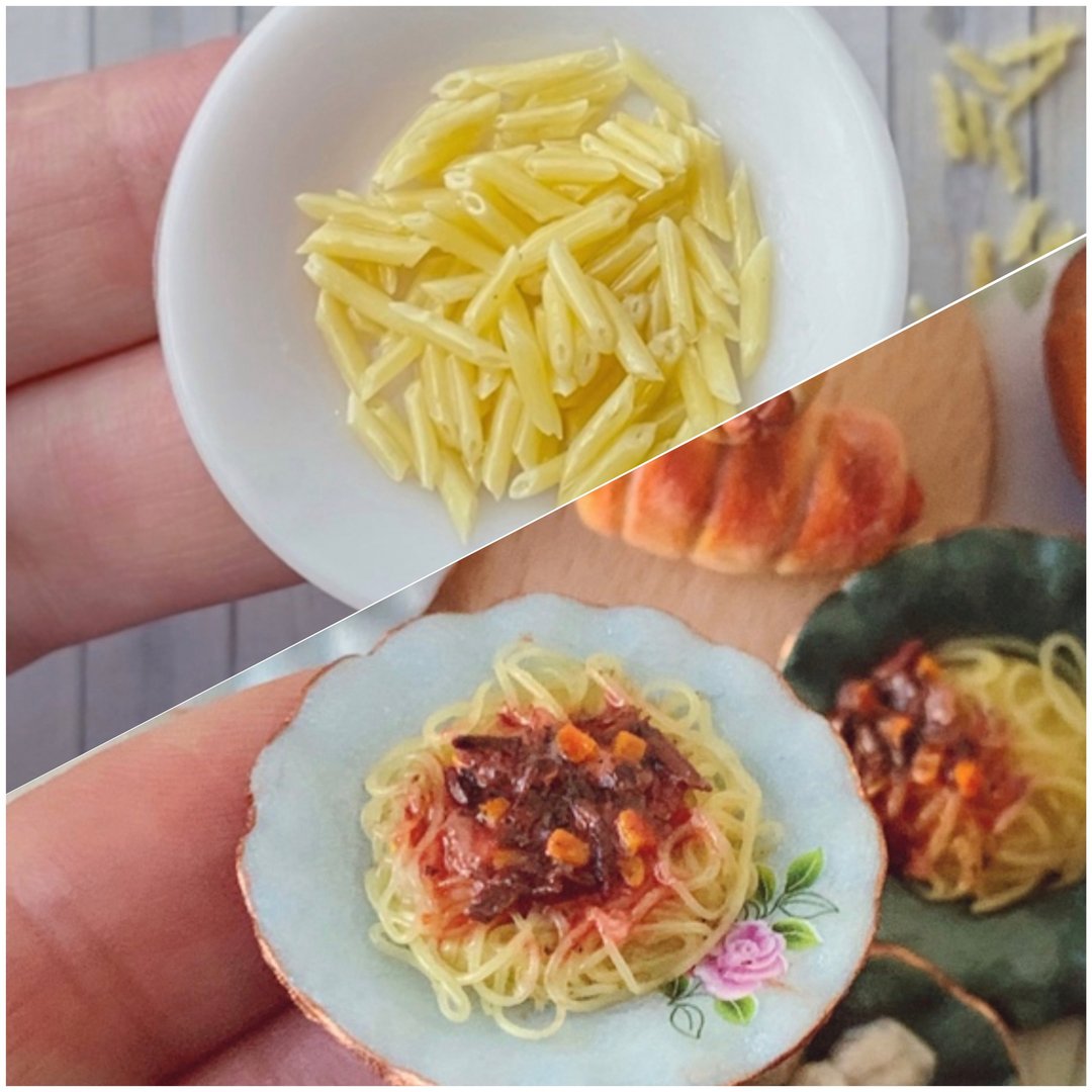 Miniature pasta. 4 types .TUTORIAL polymer clay. Mini food. 薄煎饼. 薄煎饼. - 线上课程/教学影片 - 其他材质 
