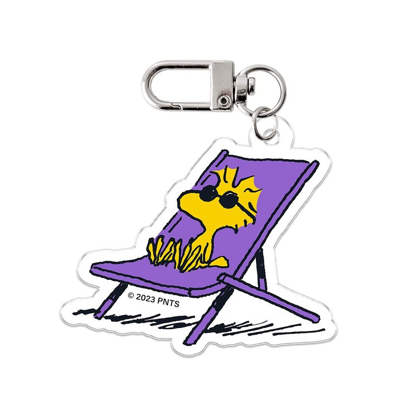 SNOOPY史努比 躺椅晒太阳压克力吊饰/钥匙圈 - 钥匙链/钥匙包 - 压克力 多色