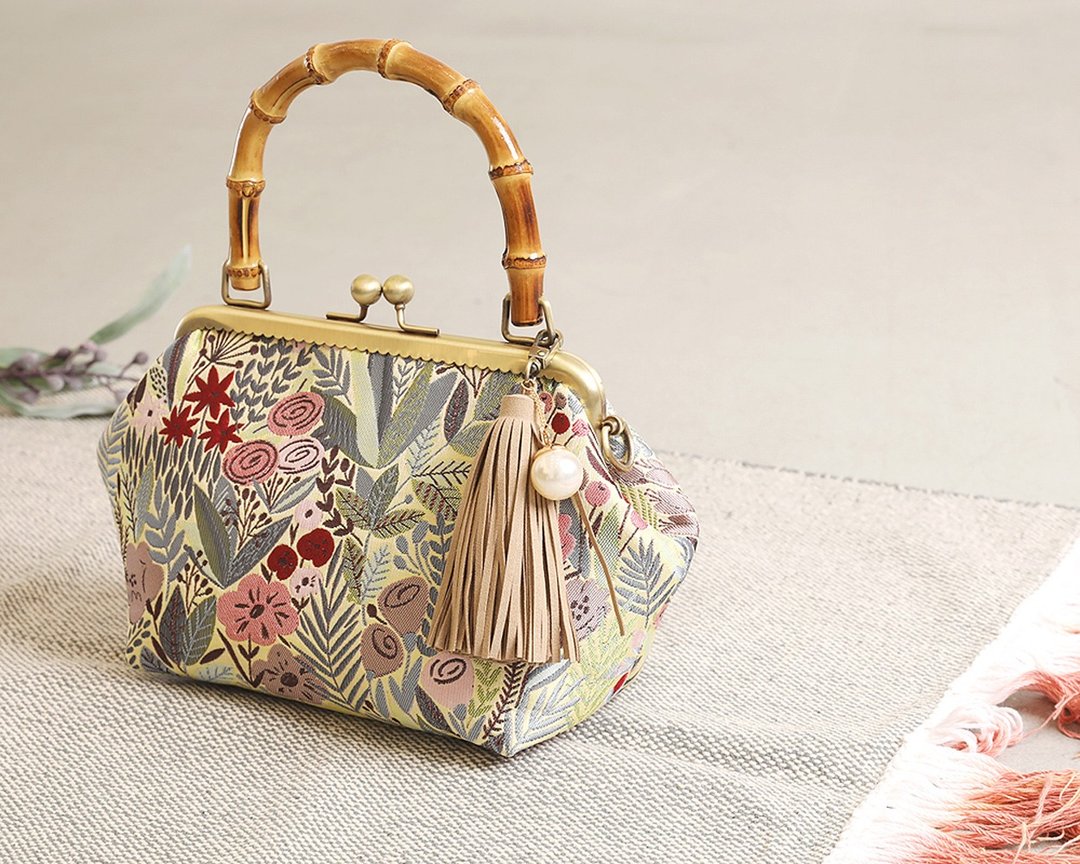 Fairy Forest - Yellow - Bamboo Handle frame bag - 侧背包/斜挎包 - 其他金属 黄色
