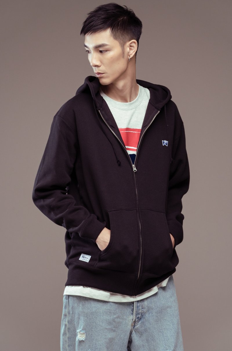 【限时出清5折】经典好好LOGO连帽外套-黑 - 男装外套 - 棉．麻 黑色