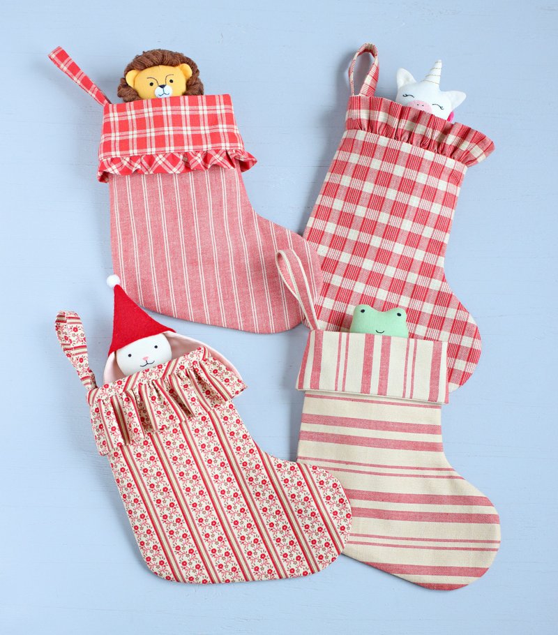 PDF Christmas Stockings Sewing Pattern, 4 Styles / 2 Sizes (Mini and Large) - 手工艺教程/工具书 - 其他材质 