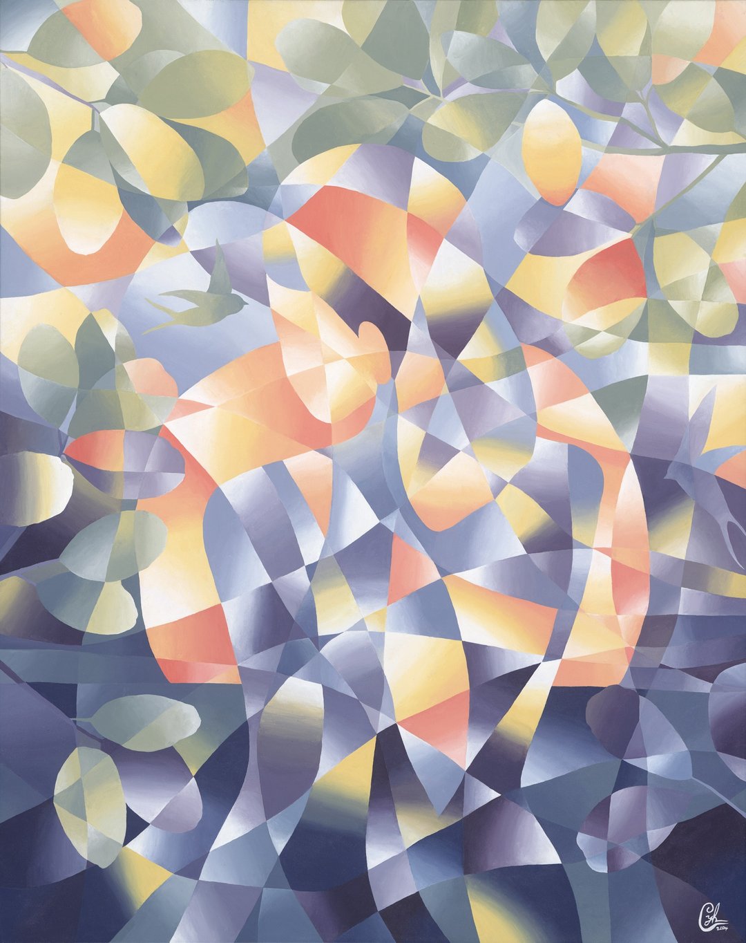 女性抽象 日落幸光  Abstract Painting Sunset Radiant Bliss - 订制画像 - 棉 多色