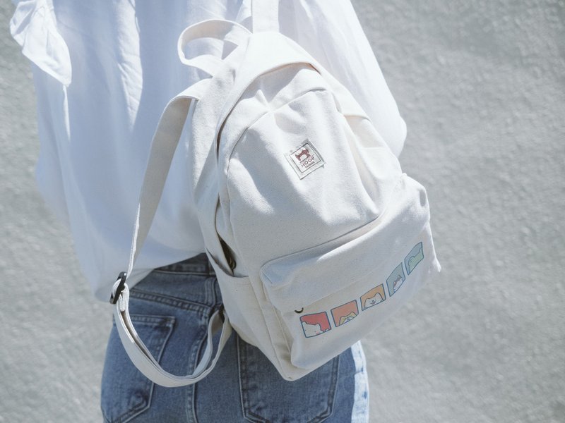 胖才可爱联名商品 | 限量发行 | 后背包 | 书包 | 有现货 - 后背包/双肩包 - 棉．麻 白色