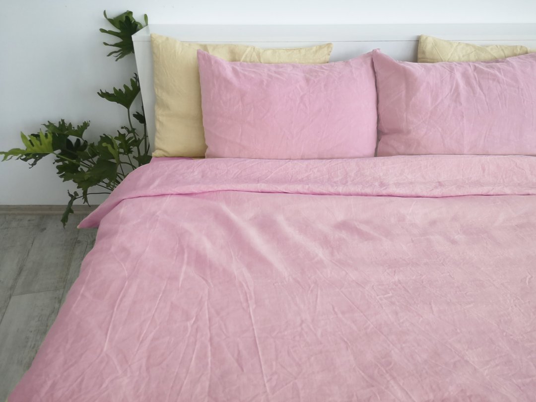 Sakura pink linen duvet cover / Softened linen / Comforter cover / Quilt cover - 寝具 - 亚麻 粉红色