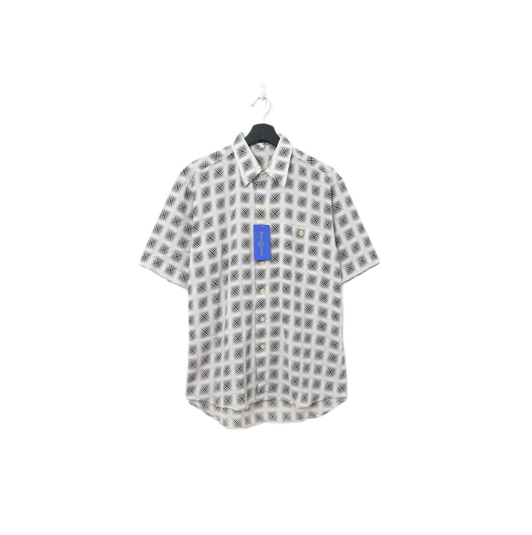 Back to Green- 袖花衬衫 微透肤 迷幻网格sf-11vintage shirt - 男装衬衫 - 聚酯纤维 