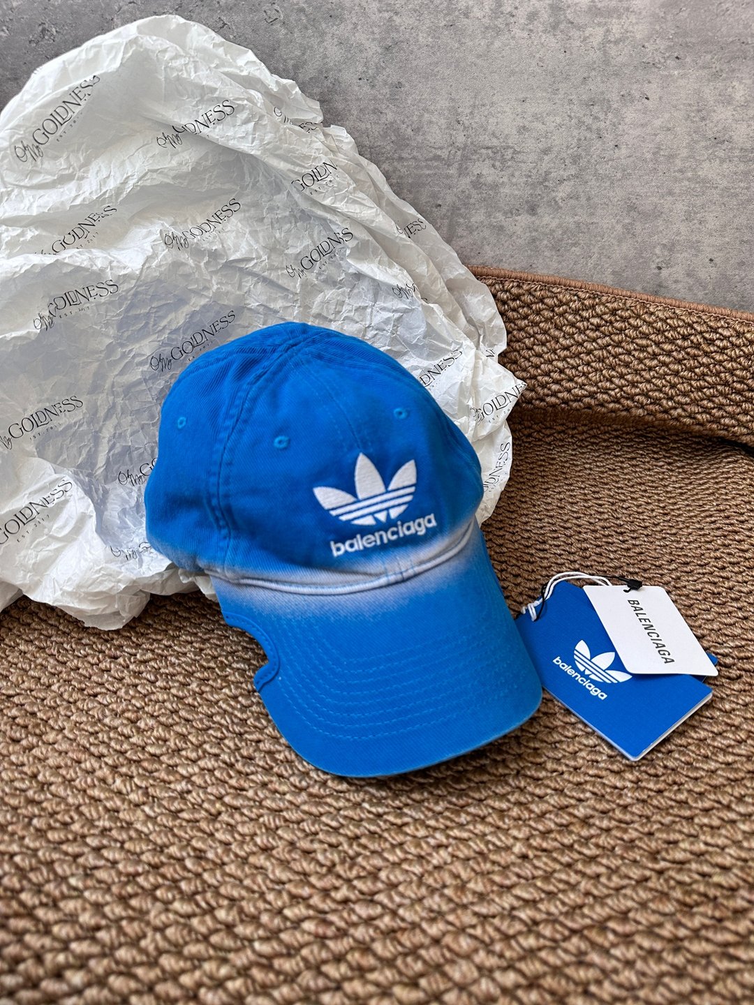 中古品 Balenciaga x adidas 蓝色联名帽 - 帽子 - 棉 蓝色