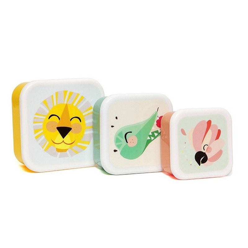 荷兰Petit Monkey 零食盒3入组-狮子与好朋友 - 露营用品 - 塑料 