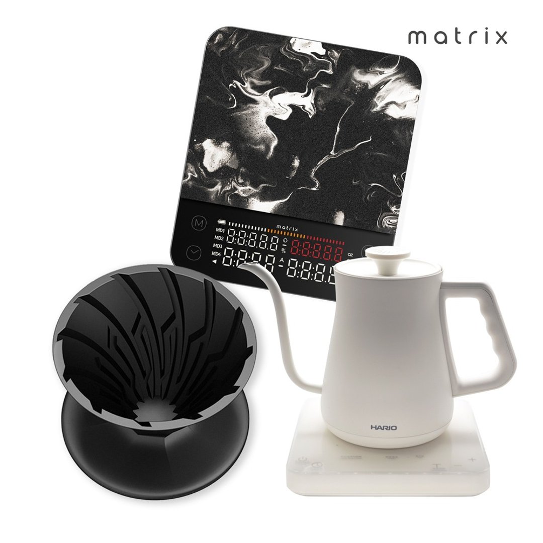 Matrix X HARIO M2 Pro 咖啡秤+ 阿尔法锥形凹肋陶瓷滤杯+温控壶 - 咖啡壶/周边 - 其他材质 