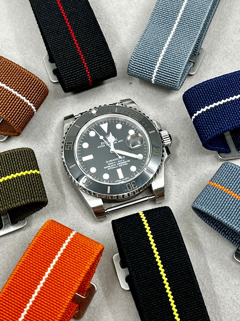 法国海军伞兵表带 Tudor Rolex 适用 20mm 22mm 弹性帆布表带 - 表带 - 其他人造纤维 多色