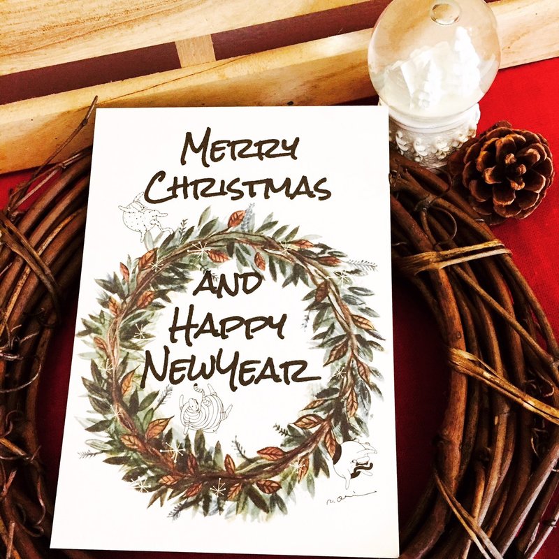 每日新的记忆花圈 Christmas x New Year - 卡片/明信片 - 纸 绿色
